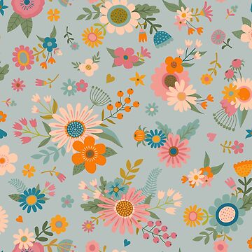 Artwork thumbnail, Pretty Spring bouquets - pink and blue pattern by Cecca Designs by Cecca-Designs