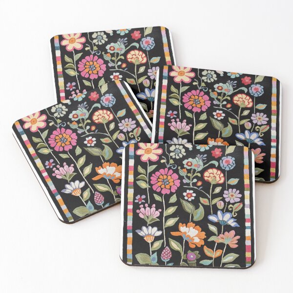 Item preview, Floral Elegance - Black & Colorful Pattern Rug designed and sold by Moss and Moon Studio.