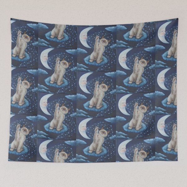 Item preview, Whimsical Cat Art - Playing with the Moon designed and sold by AlessandraArt.
