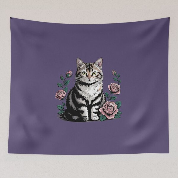 Item preview, Vintage Cat & Roses Botanical Art 7 designed and sold by BirdsnStuff.