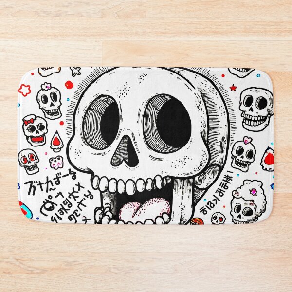 Item preview, Crazy cute funny skulls with stars in japan style manga anime ink drawing designed and sold by VonKalt.