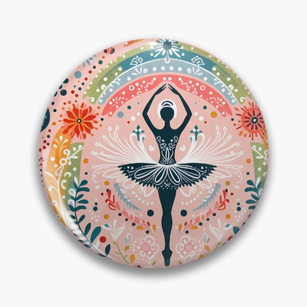 Item preview, Scandinavian Folk Art Ballerina – Pastel Rainbow & Symmetrical Floral Patterns by heidiannemorris designed and sold by FOLK ART FUSION by heidiannemorris.