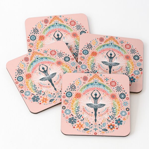 Item preview, Scandinavian Folk Art Ballerina – Pastel Rainbow & Symmetrical Floral Patterns by heidiannemorris designed and sold by FOLK ART FUSION by heidiannemorris.