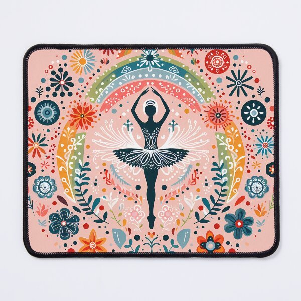 Item preview, Scandinavian Folk Art Ballerina – Pastel Rainbow & Symmetrical Floral Patterns by heidiannemorris designed and sold by FOLK ART FUSION.