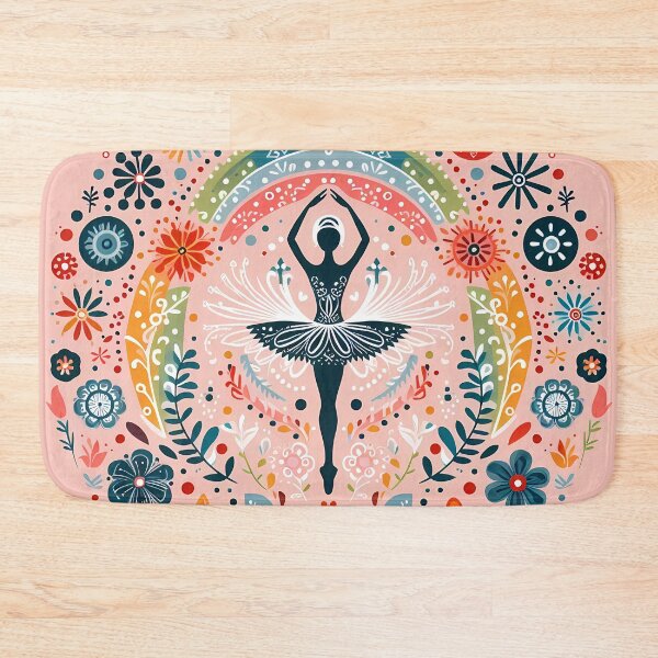 Item preview, Scandinavian Folk Art Ballerina – Pastel Rainbow & Symmetrical Floral Patterns by heidiannemorris designed and sold by FOLK ART FUSION by heidiannemorris.