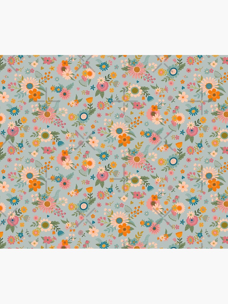 Thumbnail 6 of 6, Throw Blanket, Pretty Spring bouquets - pink and blue pattern by Cecca Designs designed and sold by Cecca-Designs.