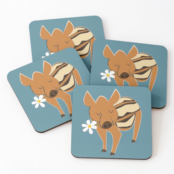 Item preview, Little piggy boar with a flower in blue for Valentines SINGLE designed and sold by belettelepink.