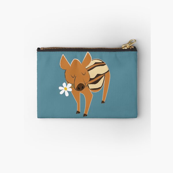 Item preview, Little piggy boar with a flower in blue for Valentines SINGLE designed and sold by belettelepink.