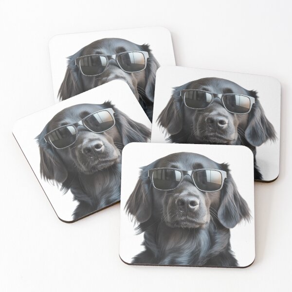 Item preview, Funny cool Flat-coated Retriever Dog wearing sunglasses designed and sold by LazyOwlStore.