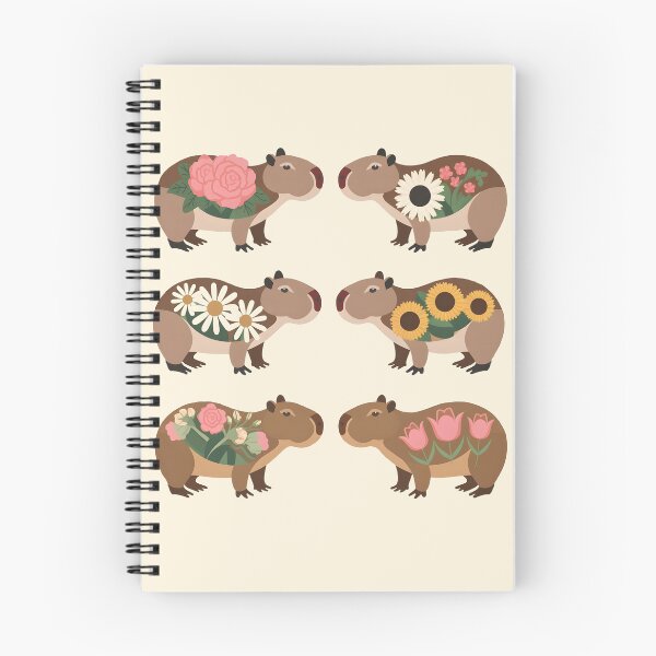 Item preview, 6 floral patterned cute capybara girls designed and sold by EmeraldeaArt.