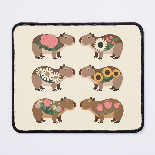 Item preview, 6 floral patterned cute capybara girls designed and sold by EmeraldeaArt.
