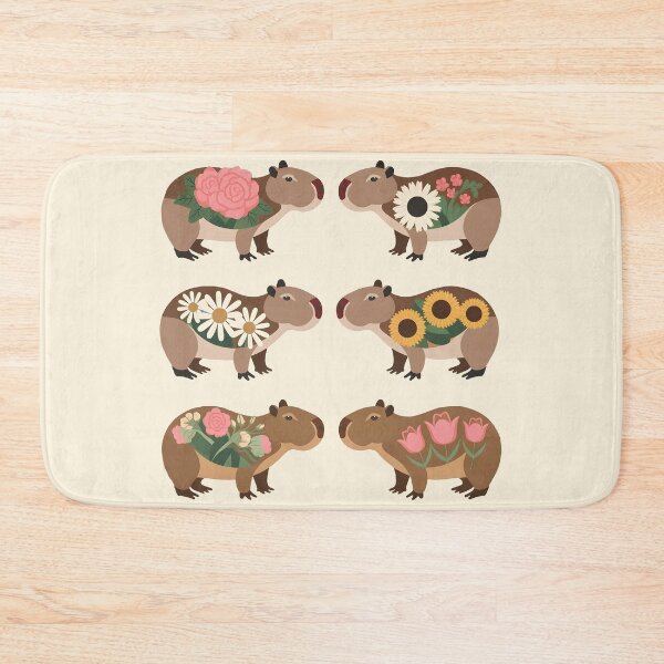 Item preview, 6 floral patterned cute capybara girls designed and sold by EmeraldeaArt.
