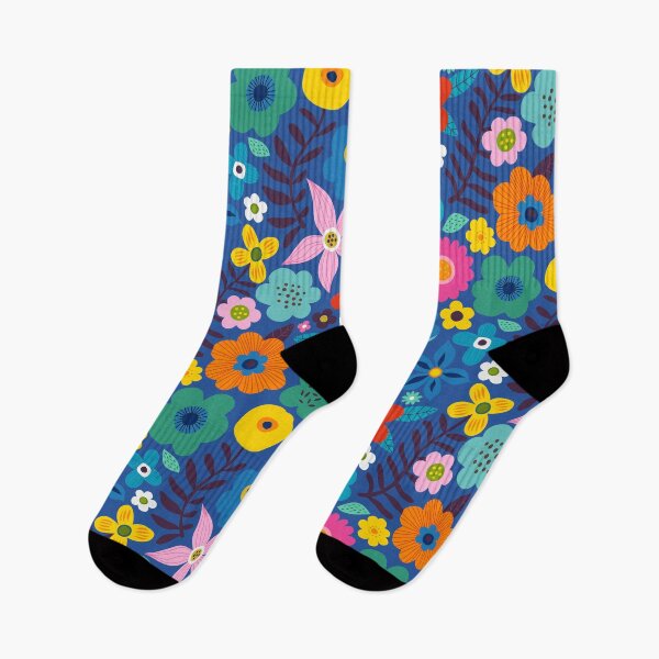 Item preview, Bold floral scatter - pink and blue large scale pattern by Cecca Designs designed and sold by Cecca-Designs.