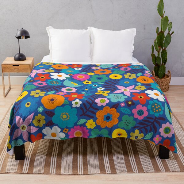 Item preview, Bold floral scatter - pink and blue large scale pattern by Cecca Designs designed and sold by Cecca-Designs.