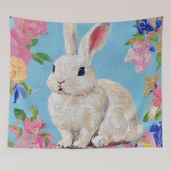 Item preview, Preppy bunny on blue designed and sold by SophieClimaArt.