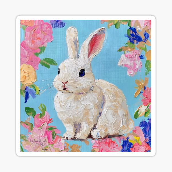 Item preview, Preppy bunny on blue designed and sold by SophieClimaArt.