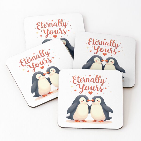 Item preview, Eternally Yours, two cute penquins with hearts of love. designed and sold by nicnacc.