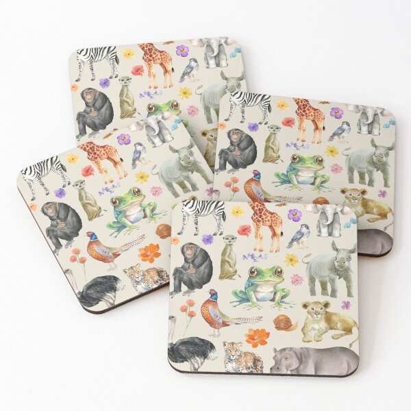 Item preview, Safari Animals Mosaic - Watercolor Cottagecore Decor designed and sold by TuncGK.