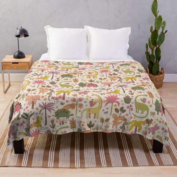 Item preview, Retro dinosaur jungle - cute peach and sage pattern by Cecca Designs designed and sold by Cecca-Designs.