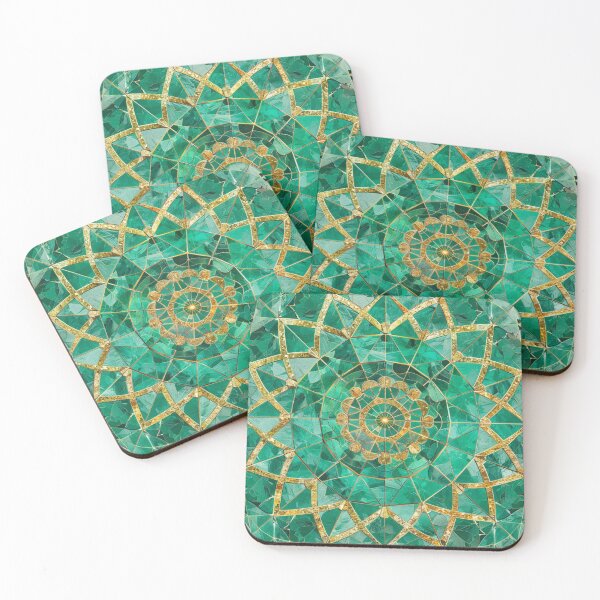 Item preview, Mosaic Jade Gold Mandala Pattern designed and sold by GrinGalore.