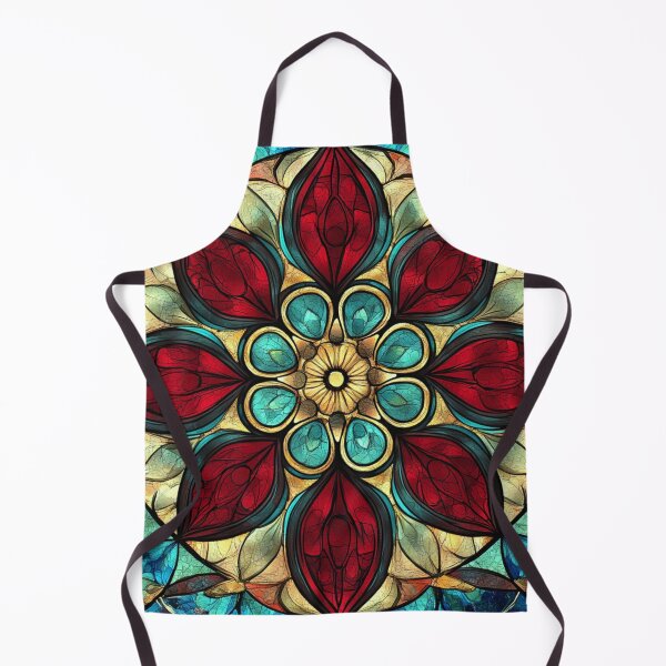 Item preview, Stained Glass Red & Cyan Mandala Pattern designed and sold by GrinGalore.