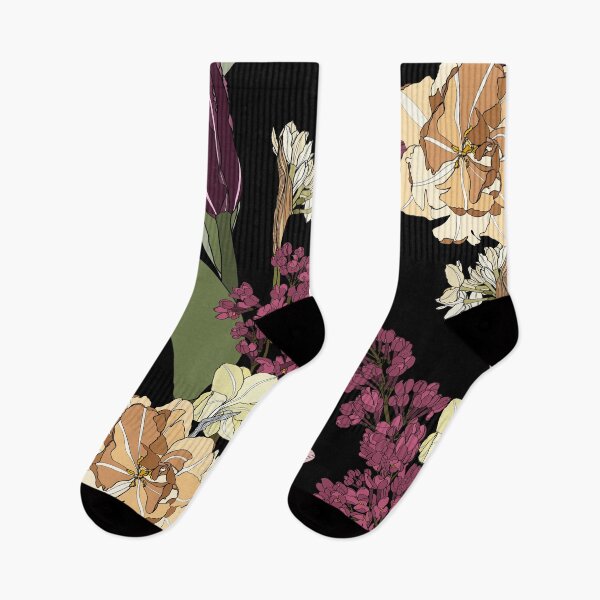 Item preview, Plain floral drawing. Blooming lilac, tulip flowers in vintage style. Elegant seamless botanical pattern made of spring flowers.  designed and sold by MatyKotiv.
