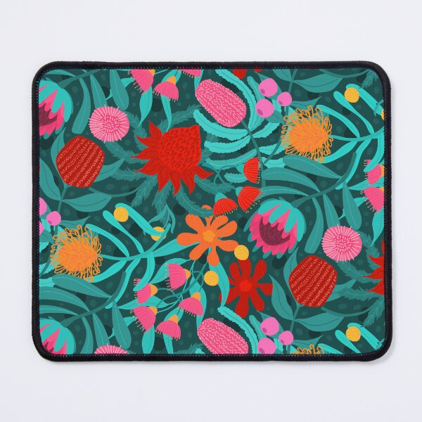 Item preview, Australian floral botanical pattern with lush foliage and gorgeous flowers blooms designed and sold by artgeige.
