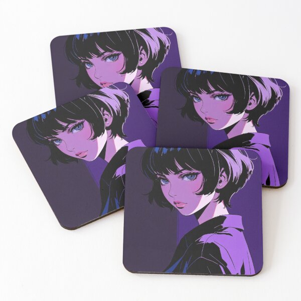 Item preview, Anime Girl with Bob Haircut in Purple Light designed and sold by Sergii Davydenko.