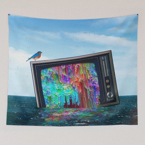 Item preview, The Beauty of Sinking: TV with Glitch Effect Submerged in Oceanic Depths designed and sold by seamless.