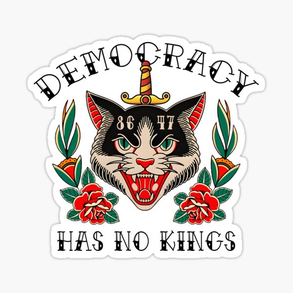 Vista previa del artículo con la obra «La democracia no tiene reyes», diseñado y vendido por vintagearttee.