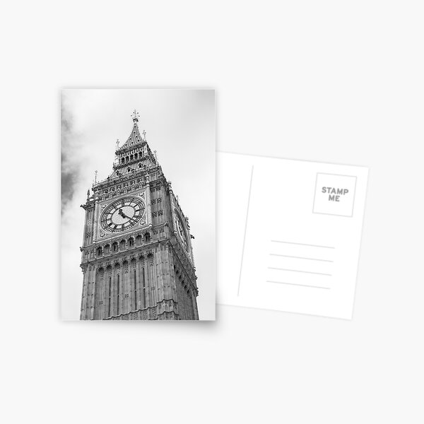 Item preview, Big Ben in black and white in London, UK - summer vintage travel photography designed and sold by Christa Stroo.