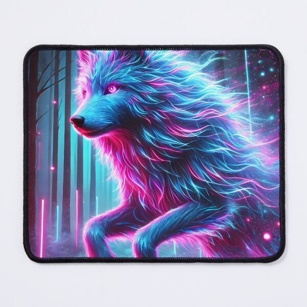Item preview, Neon Cyberpunk Wolf – Futuristic Glowing Digital Art designed and sold by FusionCipher.