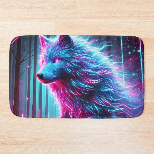 Item preview, Neon Cyberpunk Wolf – Futuristic Glowing Digital Art designed and sold by FusionCipher.