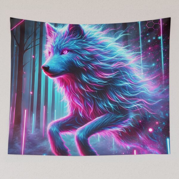 Item preview, Neon Cyberpunk Wolf – Futuristic Glowing Digital Art designed and sold by FusionCipher.