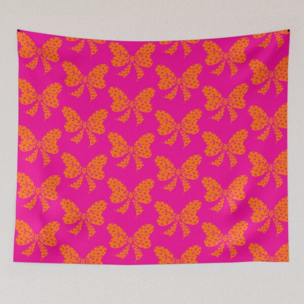 Item preview, Cute bright orange bow decorated with small pink bows isolated on transparent background. designed and sold by HippoInkStudio.