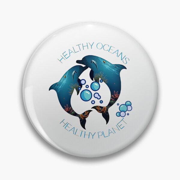 Item preview, "Healthy Oceans Healthy Planet – Eco Dolphin Marine Life Art" designed and sold by Furr-n-Purr.