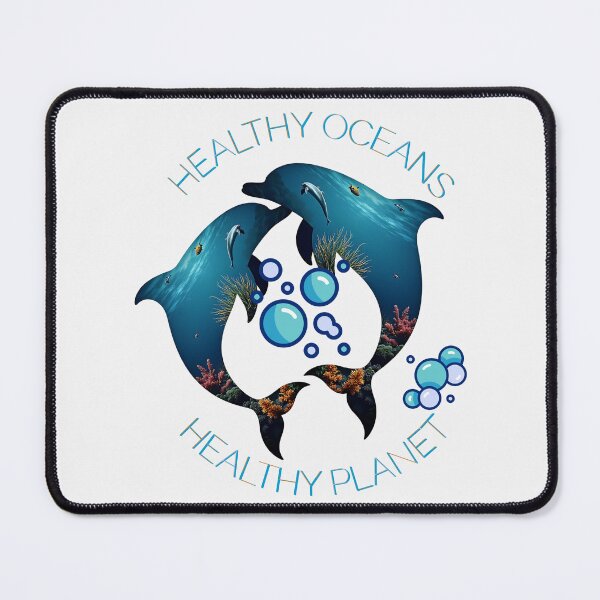 Item preview, "Healthy Oceans Healthy Planet – Eco Dolphin Marine Life Art" designed and sold by Furr-n-Purr.