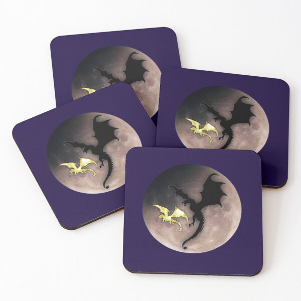 Item preview, Two dragons flying with full moon  designed and sold by MindfulArtSandy.