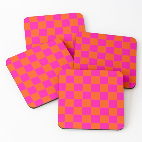 Item preview, Hot Pink and Orange Checkerboard Grid designed and sold by OneThreeSix.