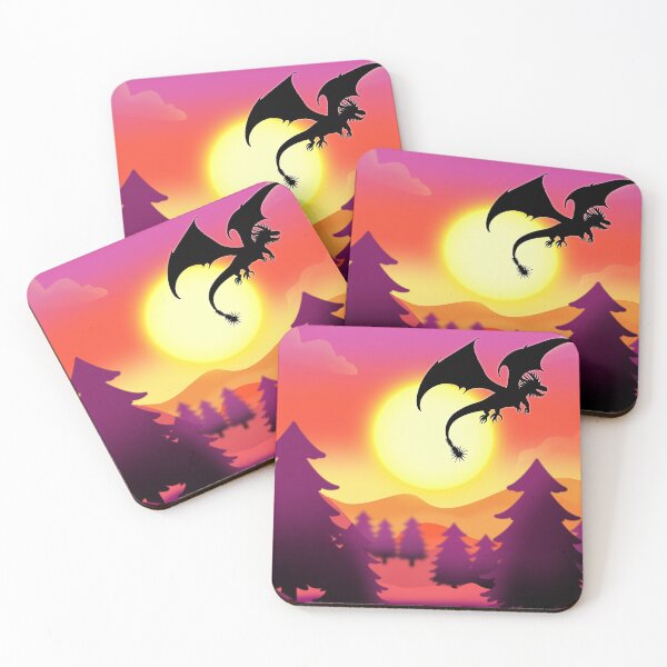 Item preview, Dragons flying at sunset landscape designed and sold by MindfulArtSandy.