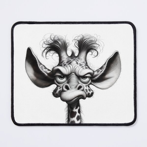 Item preview, b&w portrait of an angry giraffe with a sarcastic look designed and sold by eye_contact.