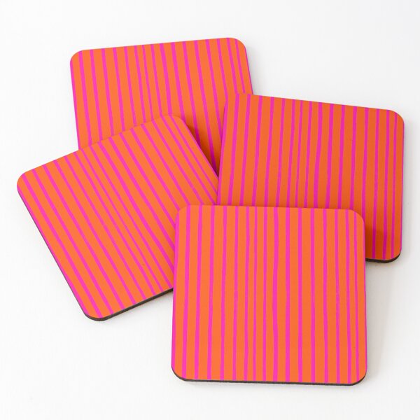 Item preview, Hot Pink Brushstroke Stripes on Orange designed and sold by OneThreeSix.
