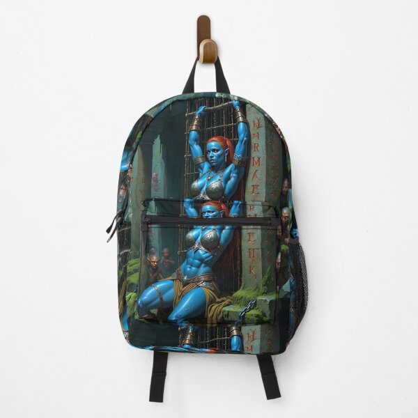 Item preview, Fantasy RPG artwork Blue Elf Warrior woman chained against a pillar designed and sold by Vintage Designs +.