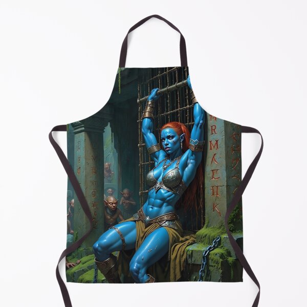 Item preview, Fantasy RPG artwork Blue Elf Warrior woman chained against a pillar designed and sold by Vintage Designs +.