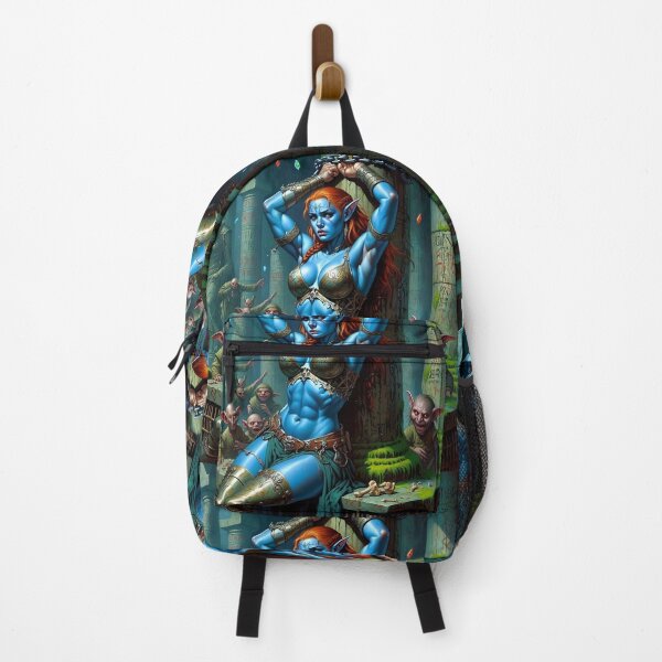Item preview, Fantasy RPG artwork Blue Elf Warrior woman chained against a pillar designed and sold by Vintage Designs +.
