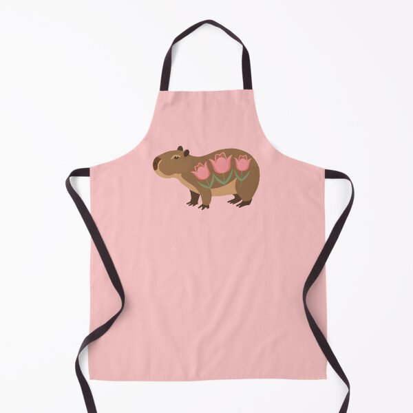 Item preview, Tulip Capybara - cute pink tulips floral patterned capy designed and sold by EmeraldeaArt.