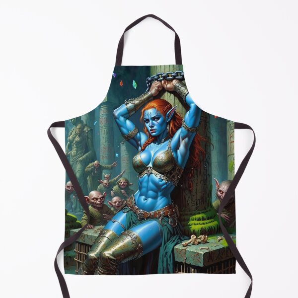 Item preview, Fantasy RPG artwork Blue Elf Warrior woman chained against a pillar designed and sold by Vintage Designs +.