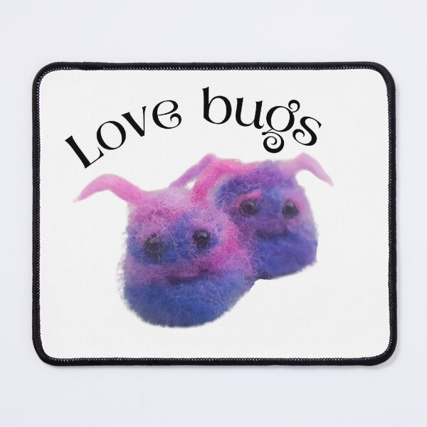 Item preview, Blue and pink felted love bugs black text designed and sold by RockingFelter.