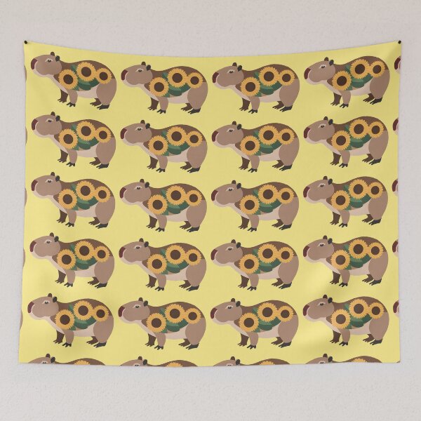 Item preview, Sunflower Capybara - cute Sunflowers floral patterned capy designed and sold by EmeraldeaArt.