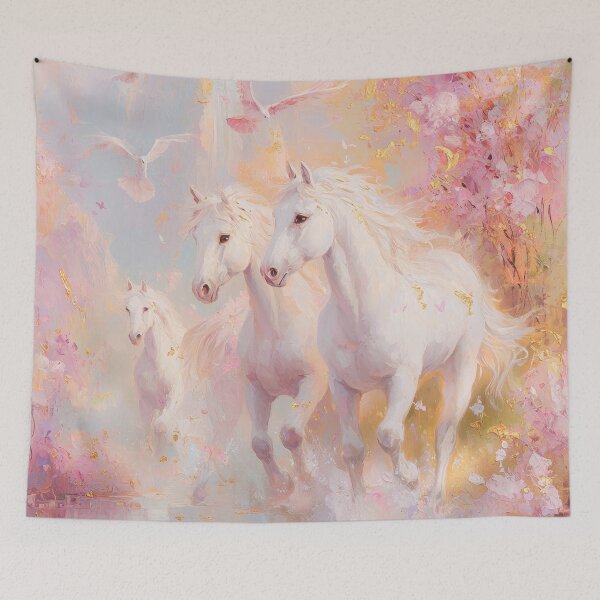 Item preview, Rainbow Wild Horses Pink Romantic Pastel Whimsical Fantasy Art Tapestry Phone Case Crystal Utopia Abstract Crystal Lover designed and sold by PrincessArtwork.